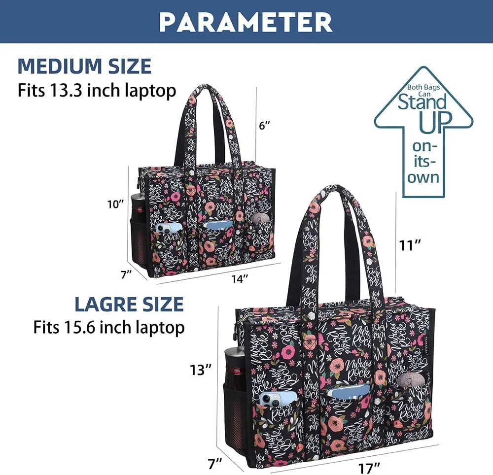 ABAMERICA Nurse Bags for Work: Multiple Pockets, Waterproof, Organizing Zip Top Clinical Bag for Nursing Students
