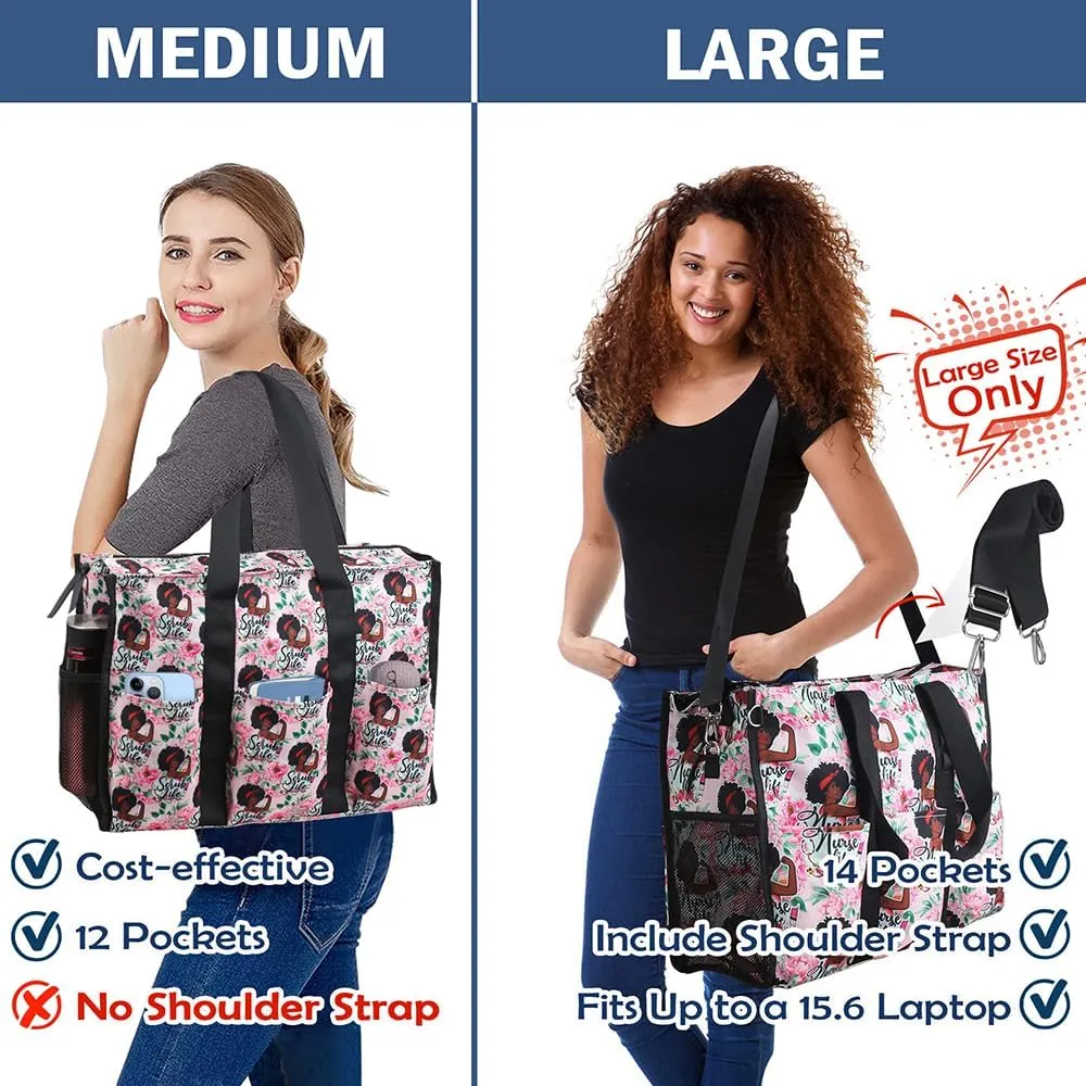 ABAMERICA Nurse Bags for Work: Multiple Pockets, Waterproof, Organizing Zip Top Clinical Bag for Nursing Students