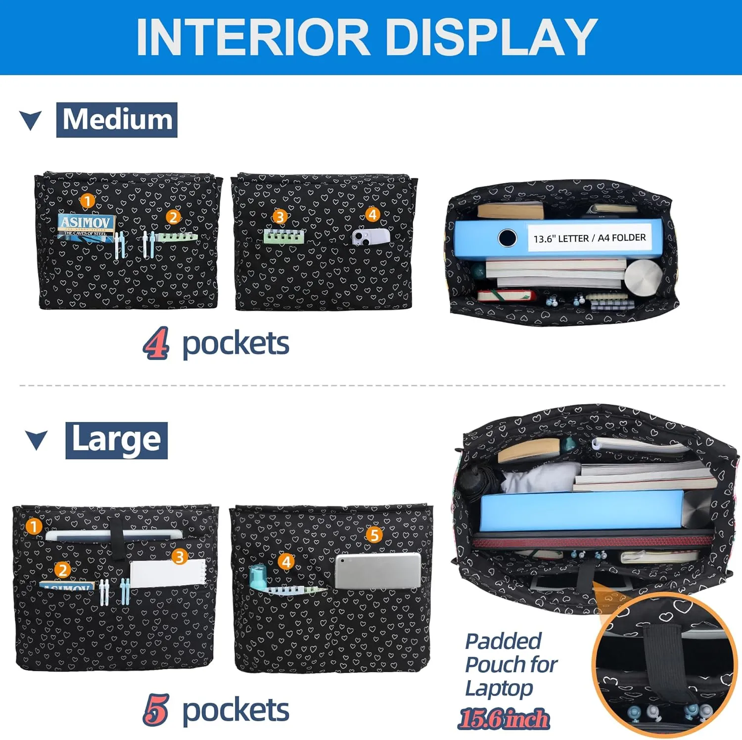 ABAMERICA Nurse Bags for Work: Multiple Pockets, Waterproof, Organizing Zip Top Clinical Bag for Nursing Students