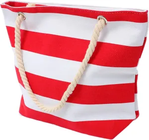 ABOOFAN 1pc Canvas Tote Bag Large Capacity Shopping Pouch for Striped Portable Storage for Grocery Travel and Outdoor Use