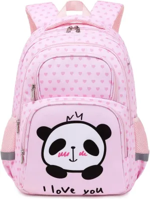abshoo Cute Panda School Backpack For Girls Elementary Kindergarten Kids School Bag (Panda Pink B)