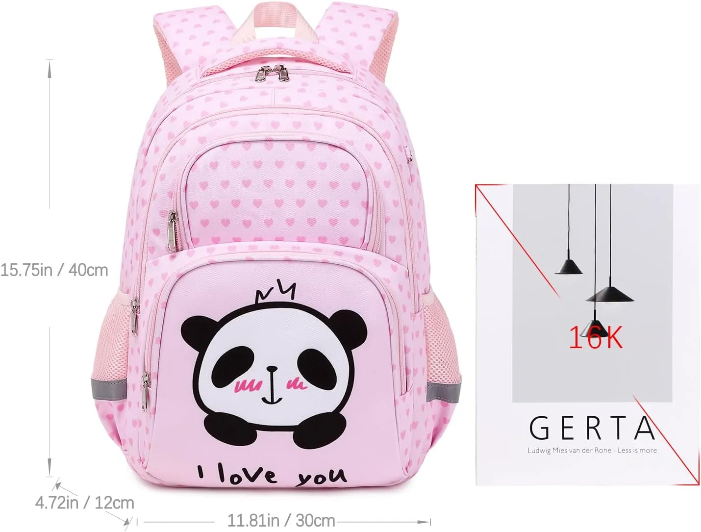 abshoo Cute Panda School Backpack For Girls Elementary Kindergarten Kids School Bag (Panda Pink B)