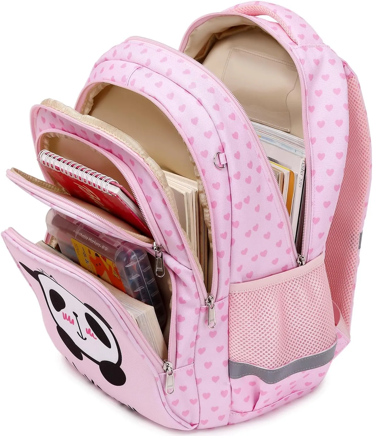 abshoo Cute Panda School Backpack For Girls Elementary Kindergarten Kids School Bag (Panda Pink B)