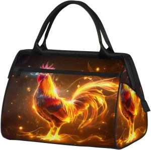 Abstract Art Animal Rooster Weekender Overnight Bag for Women Waterproof Carry On Travel Duffle Bags with Pocket Lightweight Sports Gym Tote Bag Large Luggage Workout Personal Item Hospital Bags