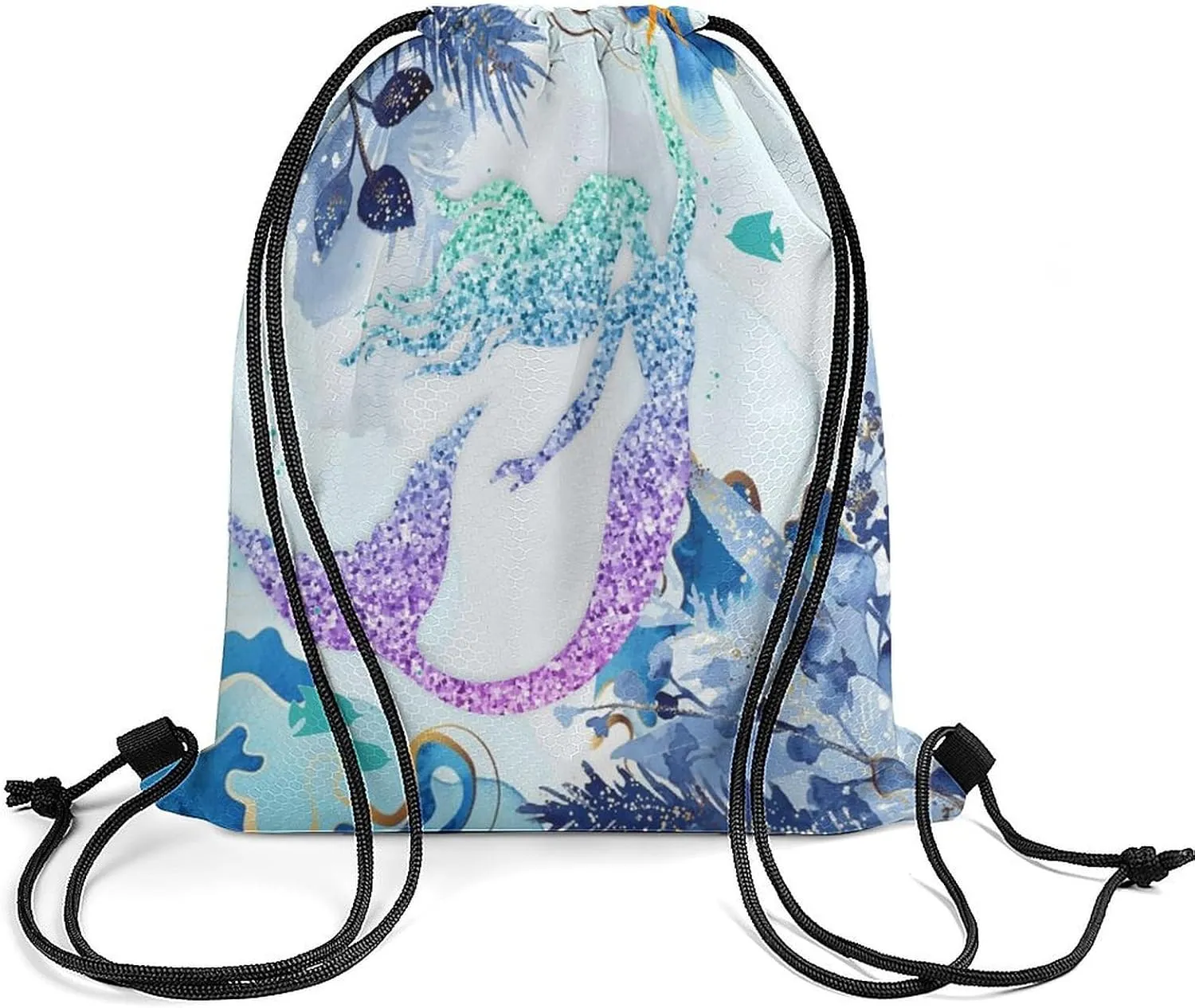 Abstract Mermaid Scales Drawstring Backpack Drawstring Bags Cinch Bags Sports Sackpack