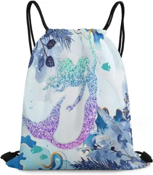Abstract Mermaid Scales Drawstring Backpack Drawstring Bags Cinch Bags Sports Sackpack