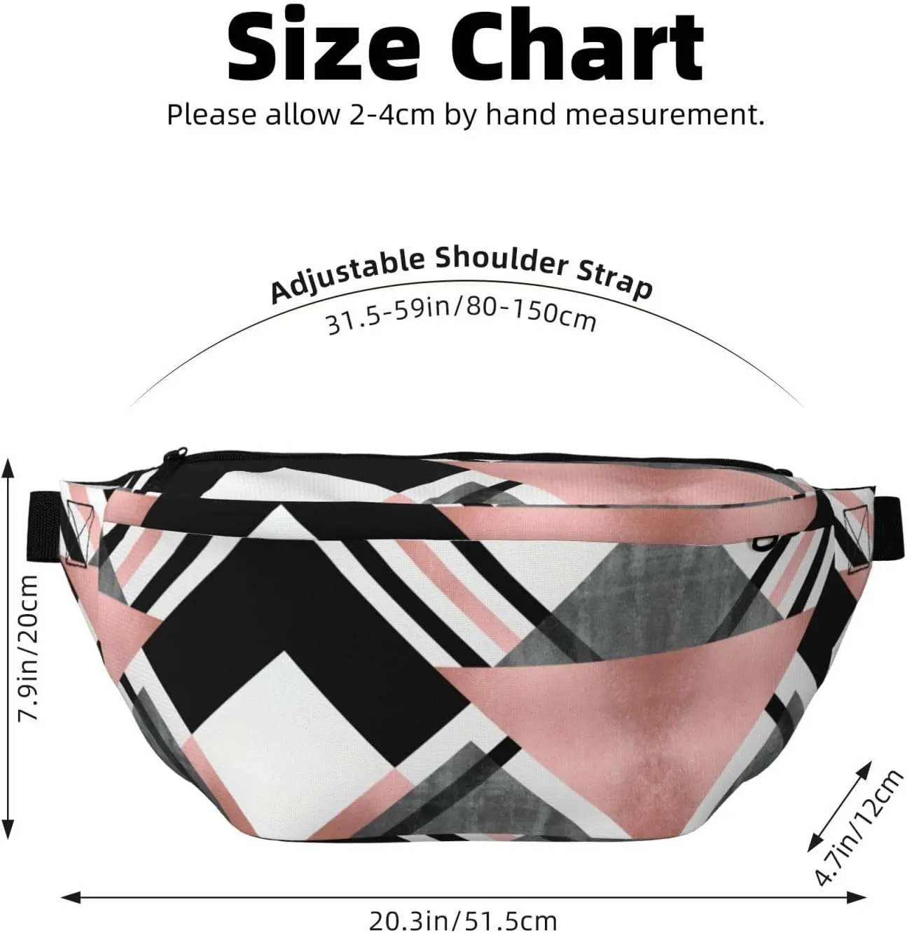 Abstract Triangle Striped Multi-Purpose Fanny Pack and Crossbody Bag - High Capacity with Zipper Pockets, Ideal for Men and Women