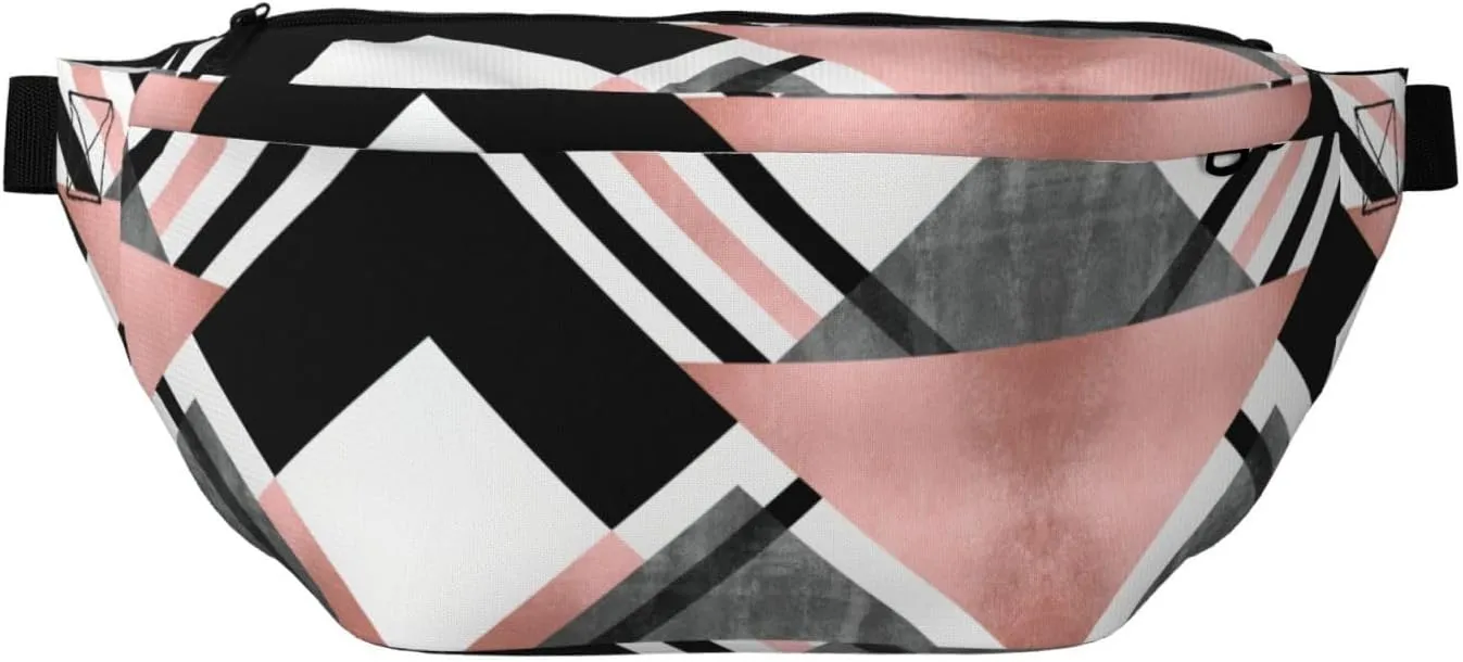 Abstract Triangle Striped Multi-Purpose Fanny Pack and Crossbody Bag - High Capacity with Zipper Pockets, Ideal for Men and Women