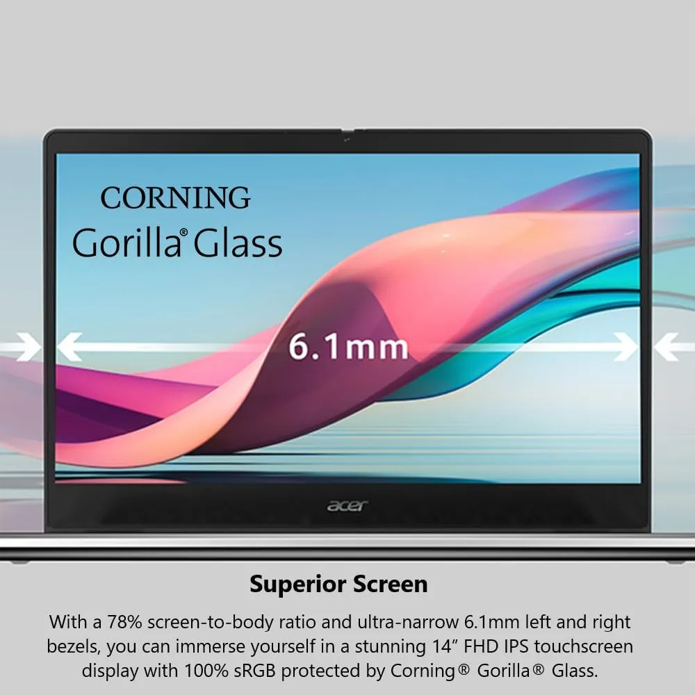 Acer Chromebook Spin 514 CP514-3HH-R6VK Laptop | AMD Ryzen 5 5625C | 14" FHD IPS Touch Display | 8GB LPDDR4X | 128GB eMMC | Wi-Fi 6 | FHD Webcam | HDMI Port | Backlit Keyboard | Chrome OS | Sleeve
