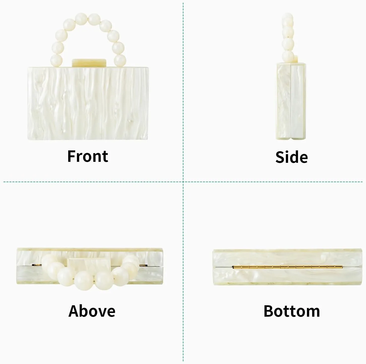 Acrylic Purses Evening Clutch Bag Marbling Handbags for Women Cross Body Bag with Pearl Chain Formal Wedding Prom Party
