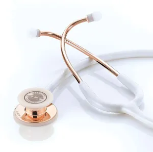 ADC Adscope 608 Convertible Clinician Stethoscope with Tunable AFD Technology, Adult Diaphragm and Adult Bell or Pediatric Diaphragm, 31 inch Length, Rose Gold with White tubing