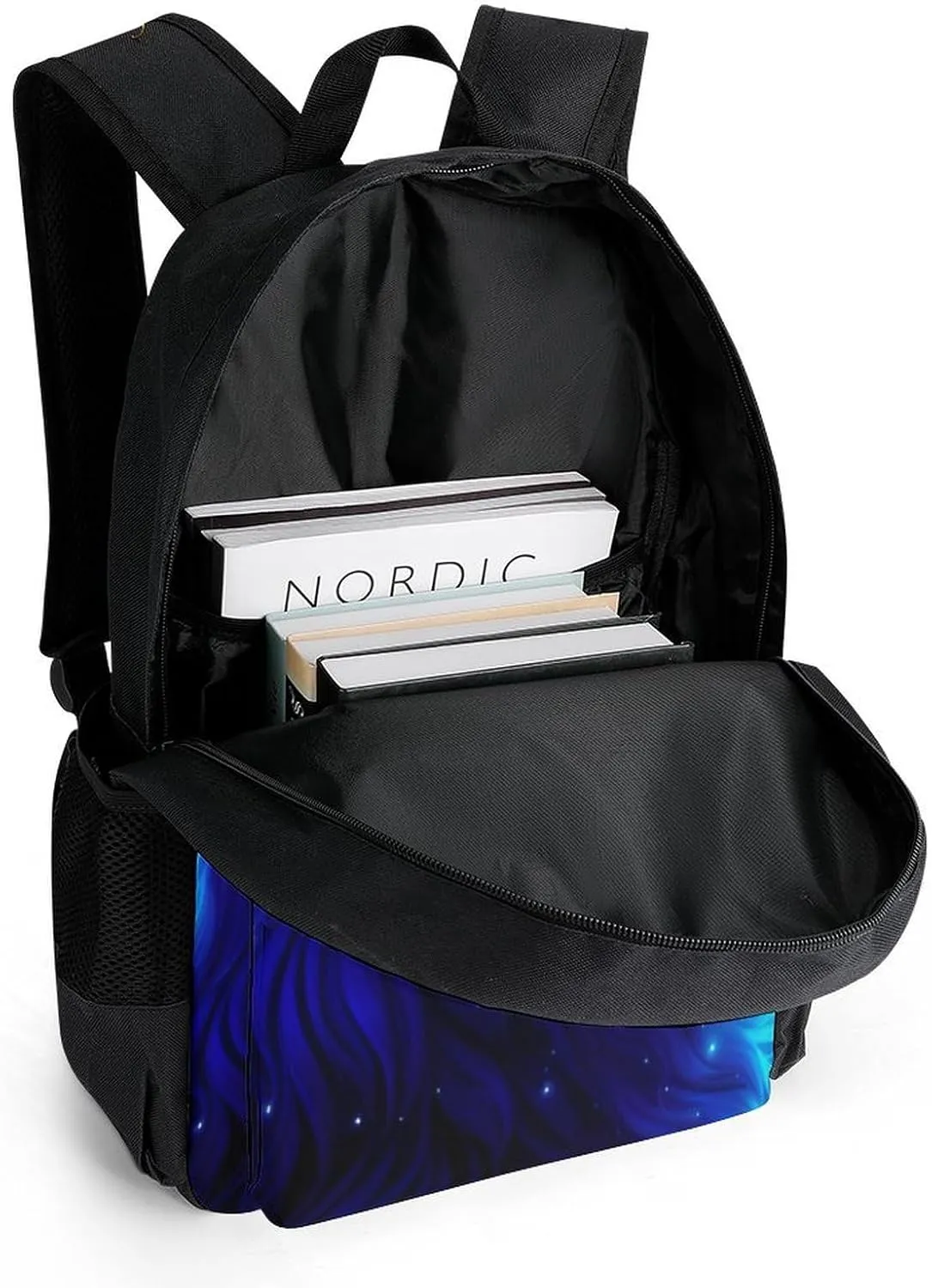 Adults Lightweight Blue Universe Galaxy Magic Wolf In The Space Art Rucksacks Large Capacity Bookbag With Adjustable Shoulder Straps for Trekking Outdoors Bicycle