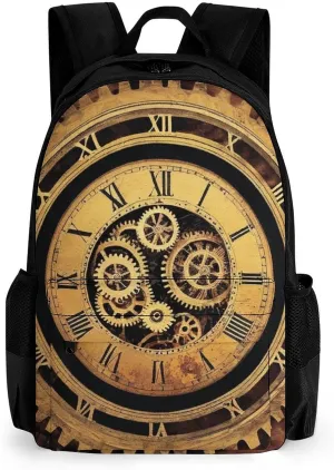 Adults Lightweight Cool Steampunk Gears Rucksacks Large Capacity Bookbag With Adjustable Shoulder Straps for Trekking Outdoors Bicycle