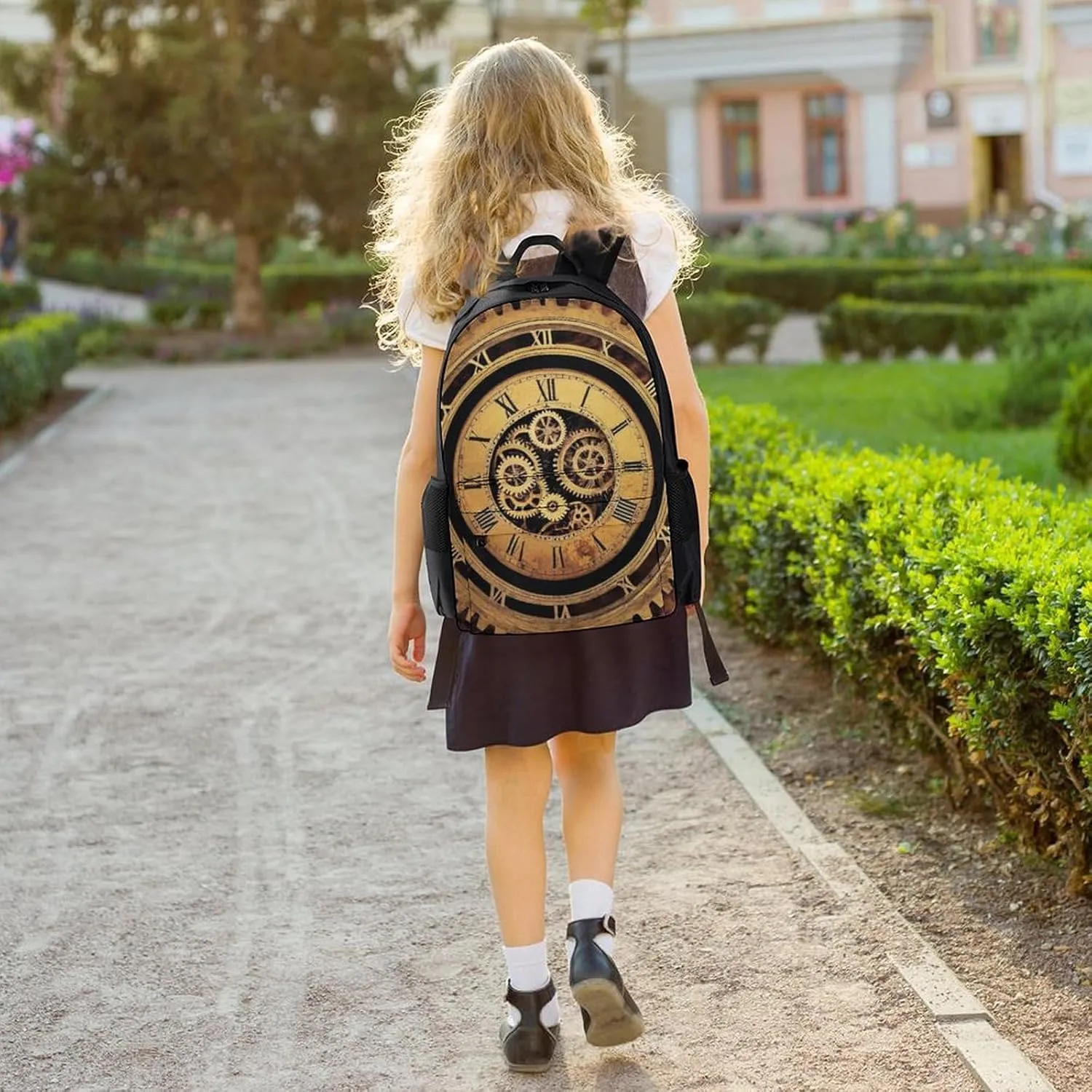 Adults Lightweight Cool Steampunk Gears Rucksacks Large Capacity Bookbag With Adjustable Shoulder Straps for Trekking Outdoors Bicycle