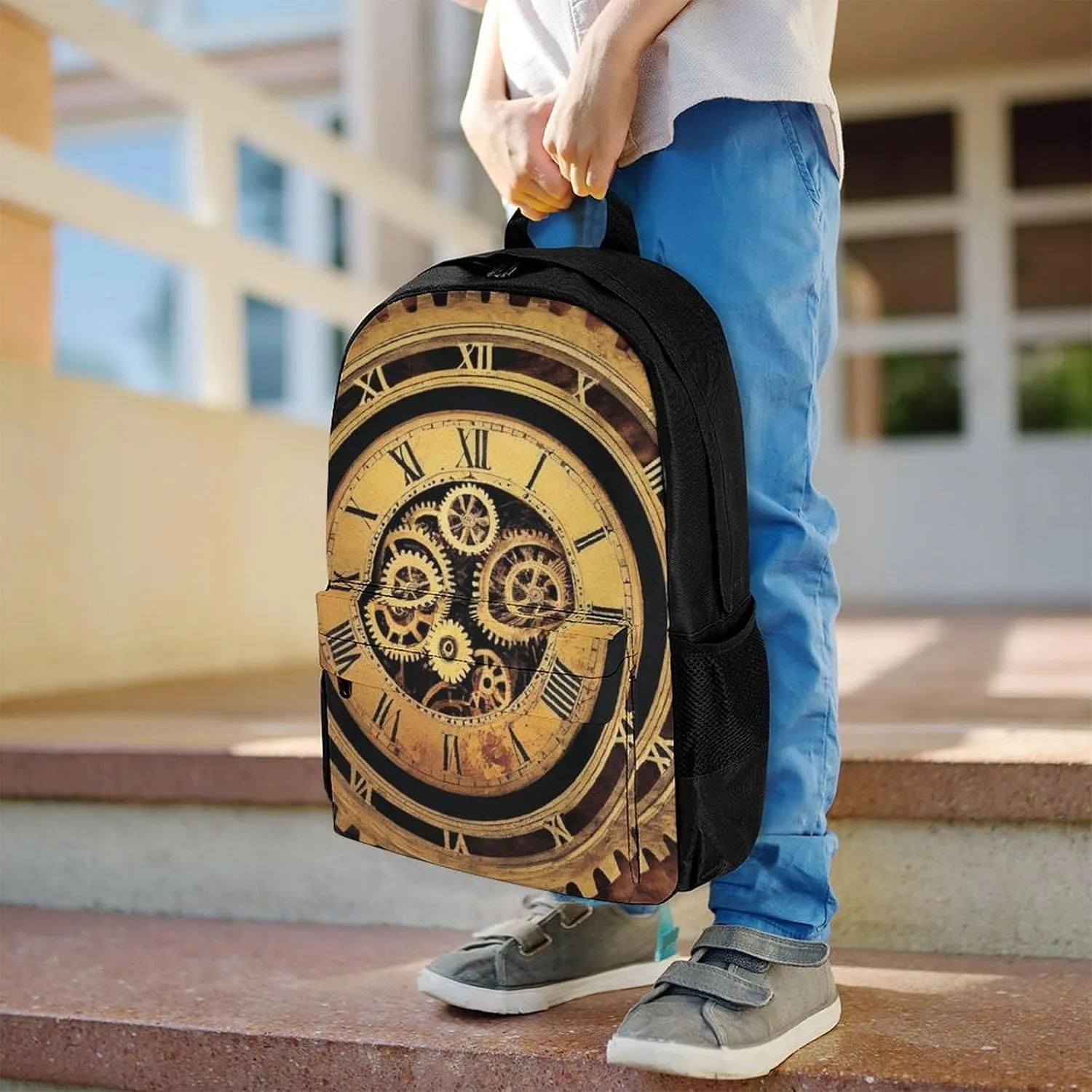 Adults Lightweight Cool Steampunk Gears Rucksacks Large Capacity Bookbag With Adjustable Shoulder Straps for Trekking Outdoors Bicycle