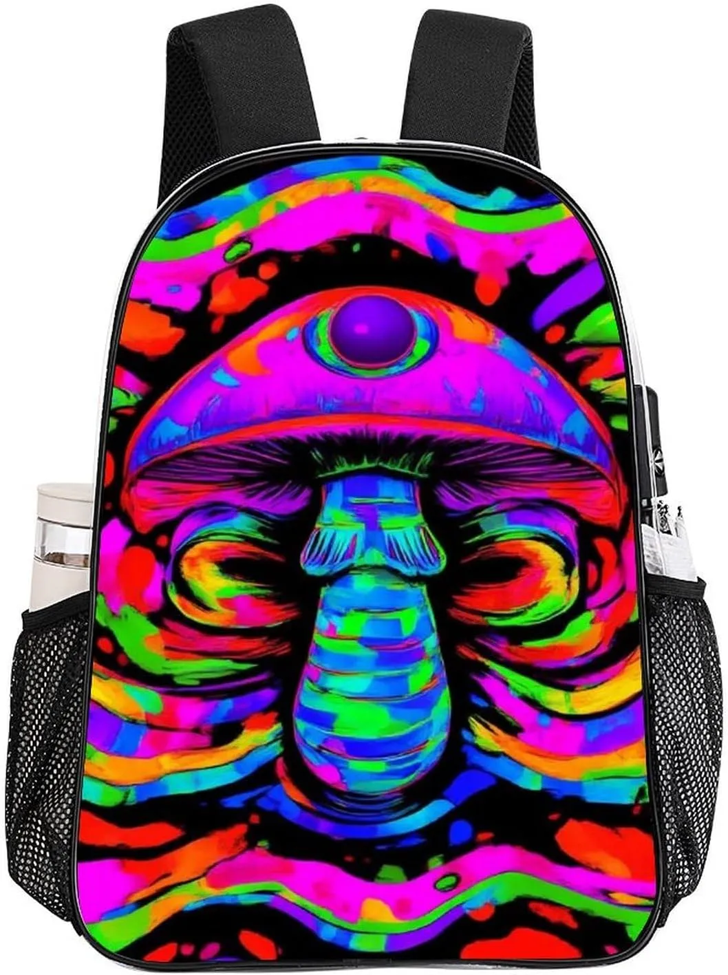 Adults Lightweight Trippy Mushroom Rainbow Tie Dye Art Rucksacks Large Capacity Bookbag Transparent Bag for Trekking Outdoors Bicycle