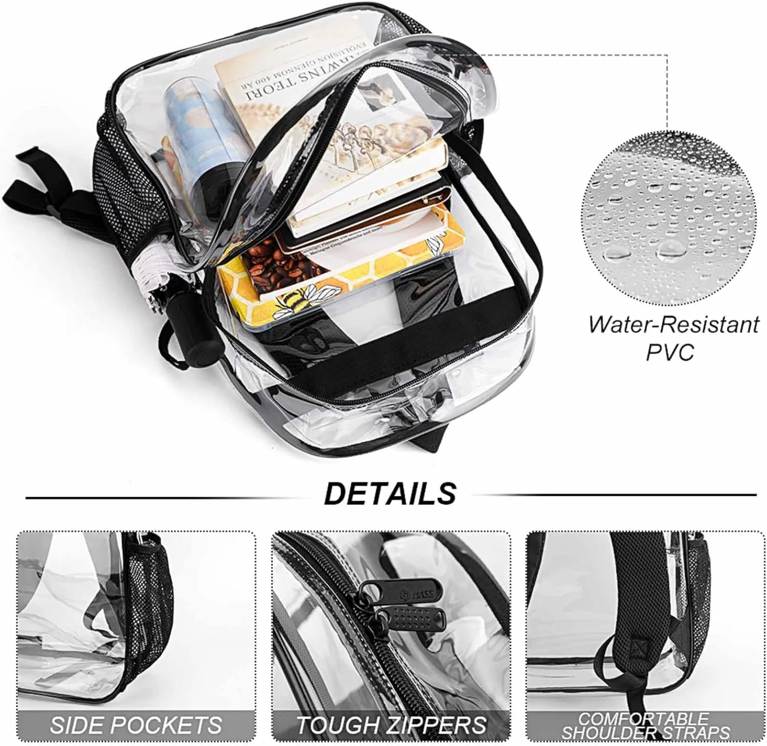 Adults Lightweight Trippy Mushroom Rainbow Tie Dye Art Rucksacks Large Capacity Bookbag Transparent Bag for Trekking Outdoors Bicycle
