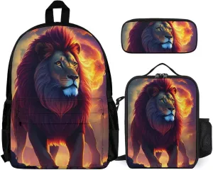 Adults Rucksacks - Cool Lion In The Universe Surreal Style Art Shoulder Bag Daypack Backpack Travel Hiking Daypack, 3 Piece Daypack Climbing Shoulder Bag Backpack