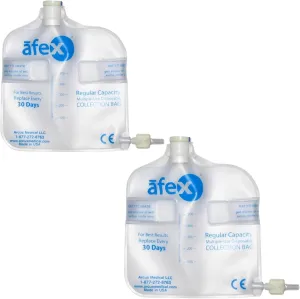 Afex Urinary Collection Bags (A400B) for Incontinence Management - Attaches Directly to Receptacle - Non-Vented, Durable 16mil Vinyl - Urinary Drainage Bag - 500 ml - 2 Pack