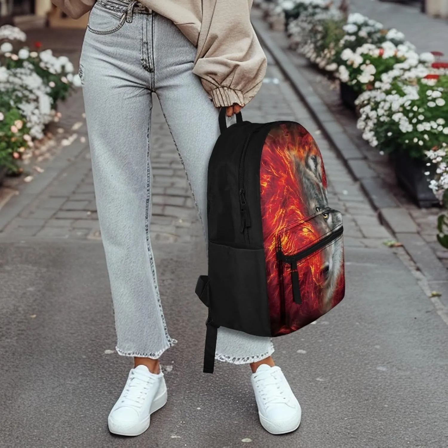 AFPANQZ Teenagers Rucksacks Breathable Large Capacity Rucksacks Cool Wolf Rucksack sfor Kids Boys Middle School