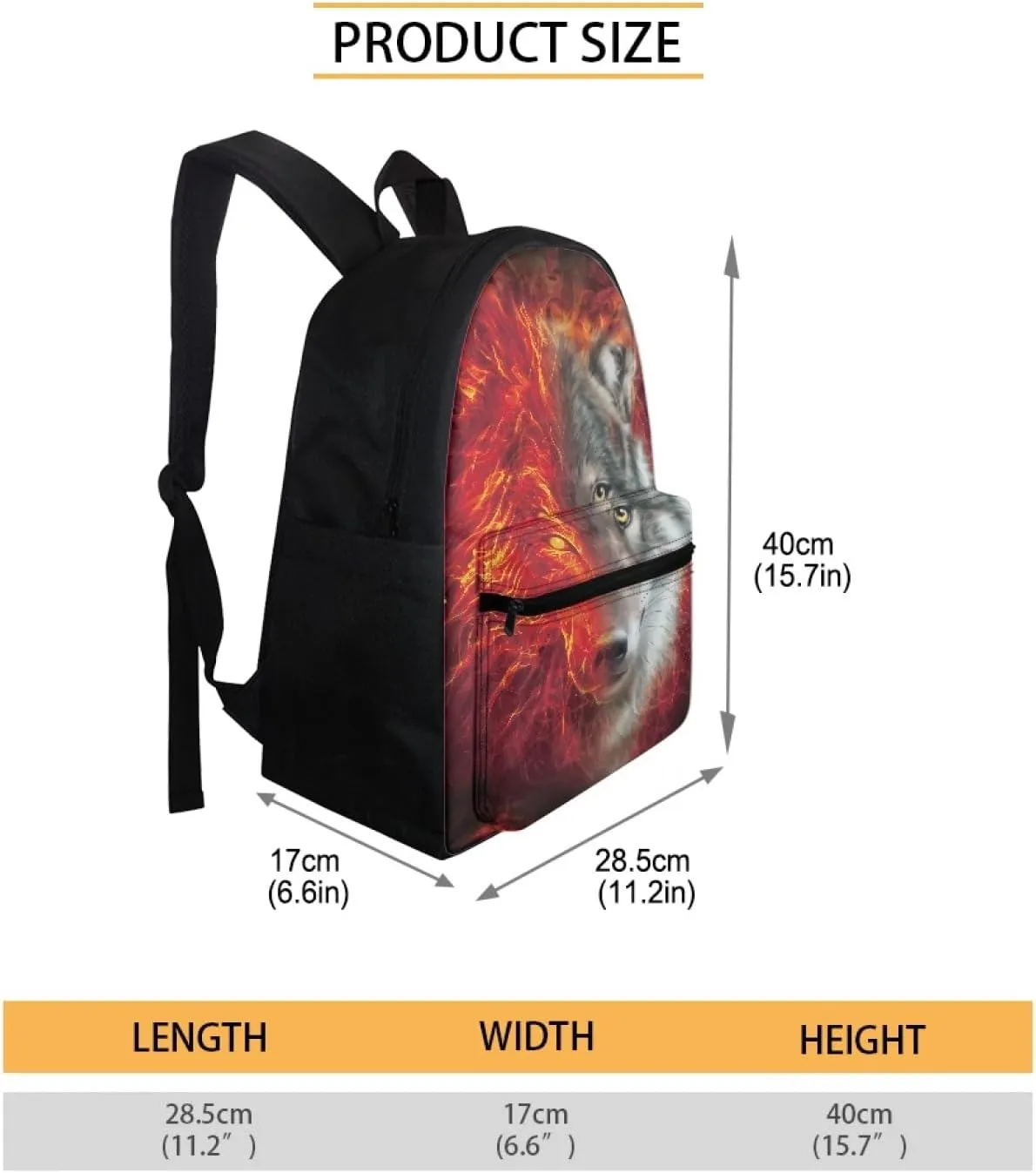 AFPANQZ Teenagers Rucksacks Breathable Large Capacity Rucksacks Cool Wolf Rucksack sfor Kids Boys Middle School