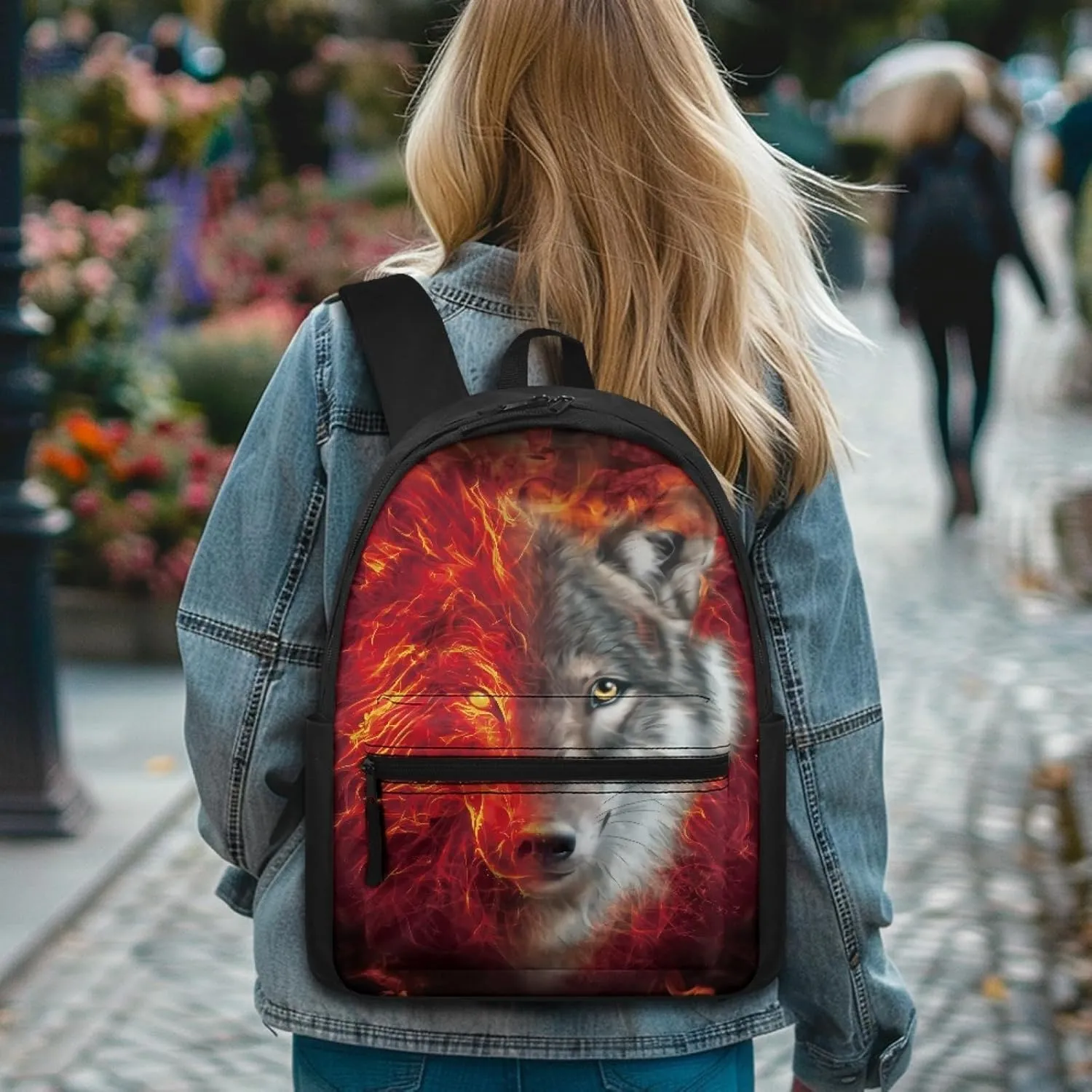 AFPANQZ Teenagers Rucksacks Breathable Large Capacity Rucksacks Cool Wolf Rucksack sfor Kids Boys Middle School