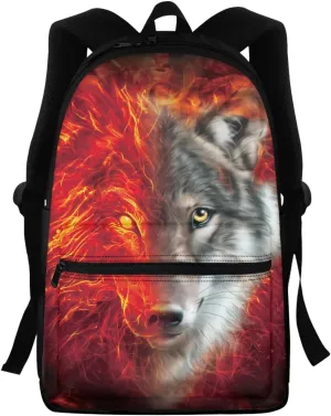 AFPANQZ Teenagers Rucksacks Breathable Large Capacity Rucksacks Cool Wolf Rucksack sfor Kids Boys Middle School