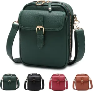 AIIONP 2025 Upgrade Double Layer Large Capacity Mini Messenger Bag, Leather Small Purse Crossbody Shoulder Bag for Women Men