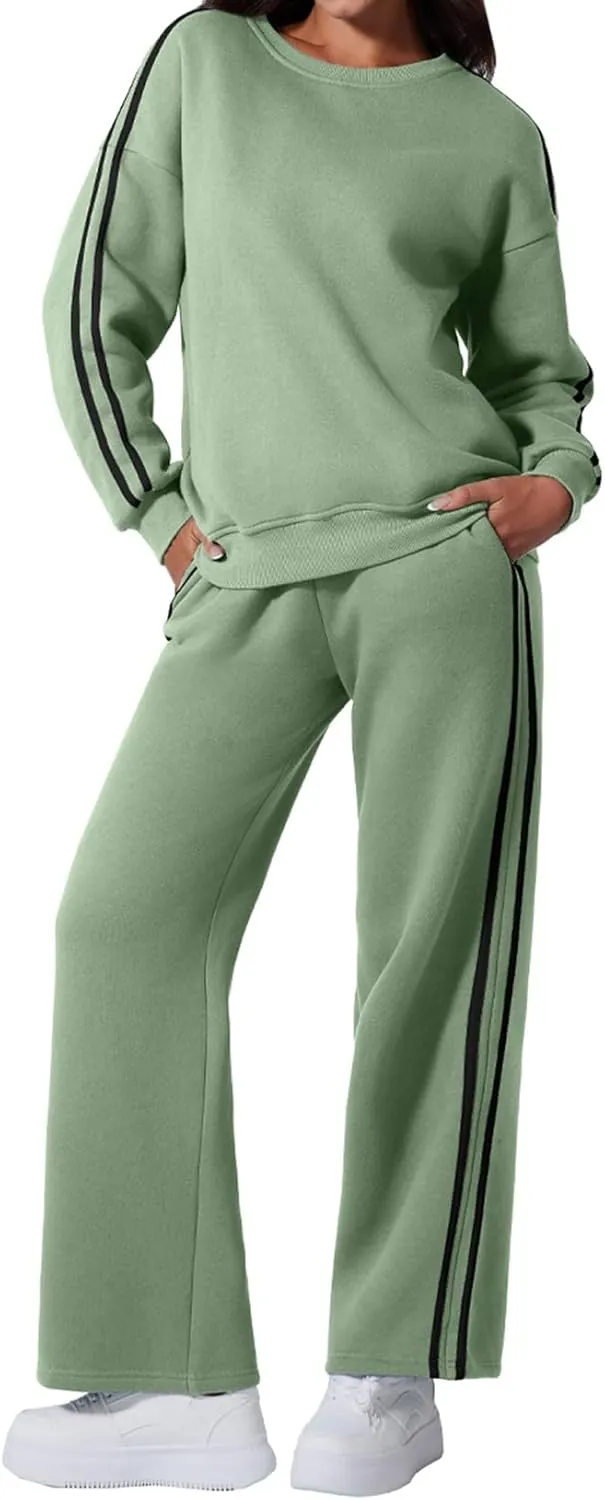 Aleumdr Womens 2 Piece Outfits Sweatsuit Tracksuit Oversized Sweatshirt with Sweatpant Athleisure Clothes Matching Set