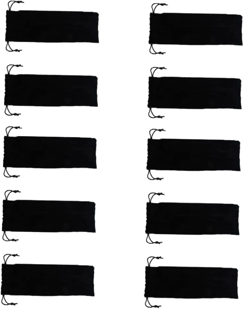 Alipis 2sets Stainless Steel Straw Carrying Pouch Bag Storage Case Flannel Material Large Drawstring Opening Easy to Wash Compact for Travel 10pcs*2