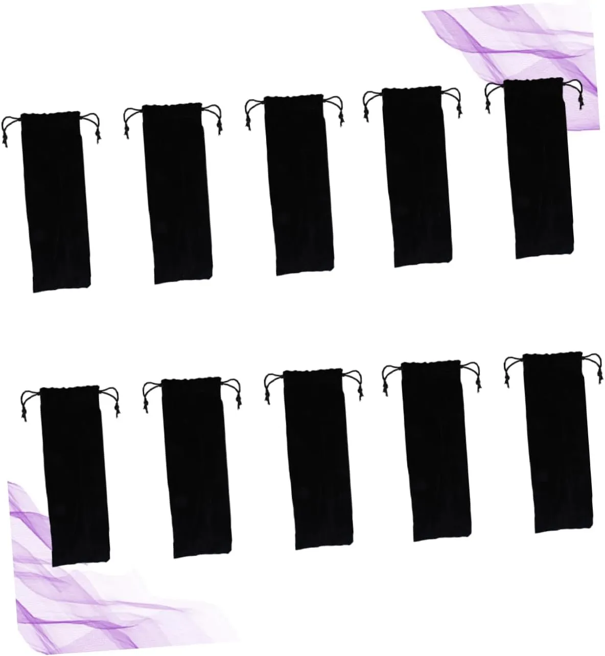 Alipis 2sets Stainless Steel Straw Carrying Pouch Bag Storage Case Flannel Material Large Drawstring Opening Easy to Wash Compact for Travel 10pcs*2