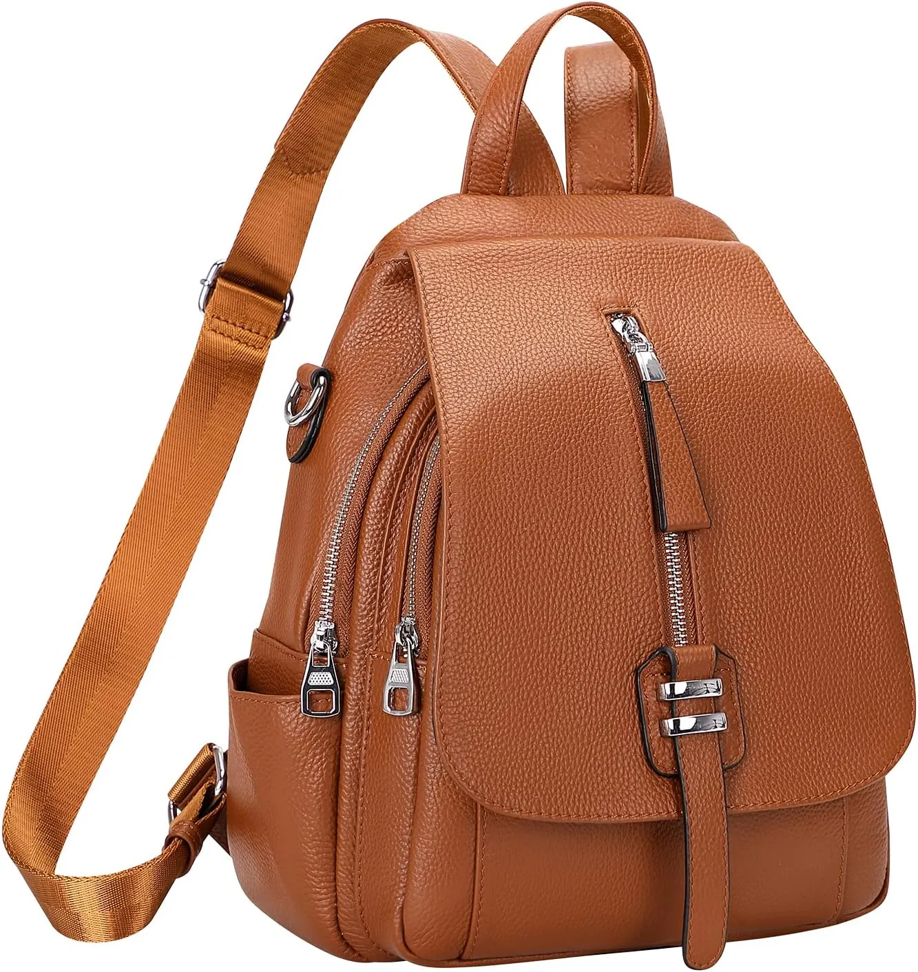ALTOSY Genuine Leather Backpack Purse for Women Convertible Shoulder Bag with Buckle Flap