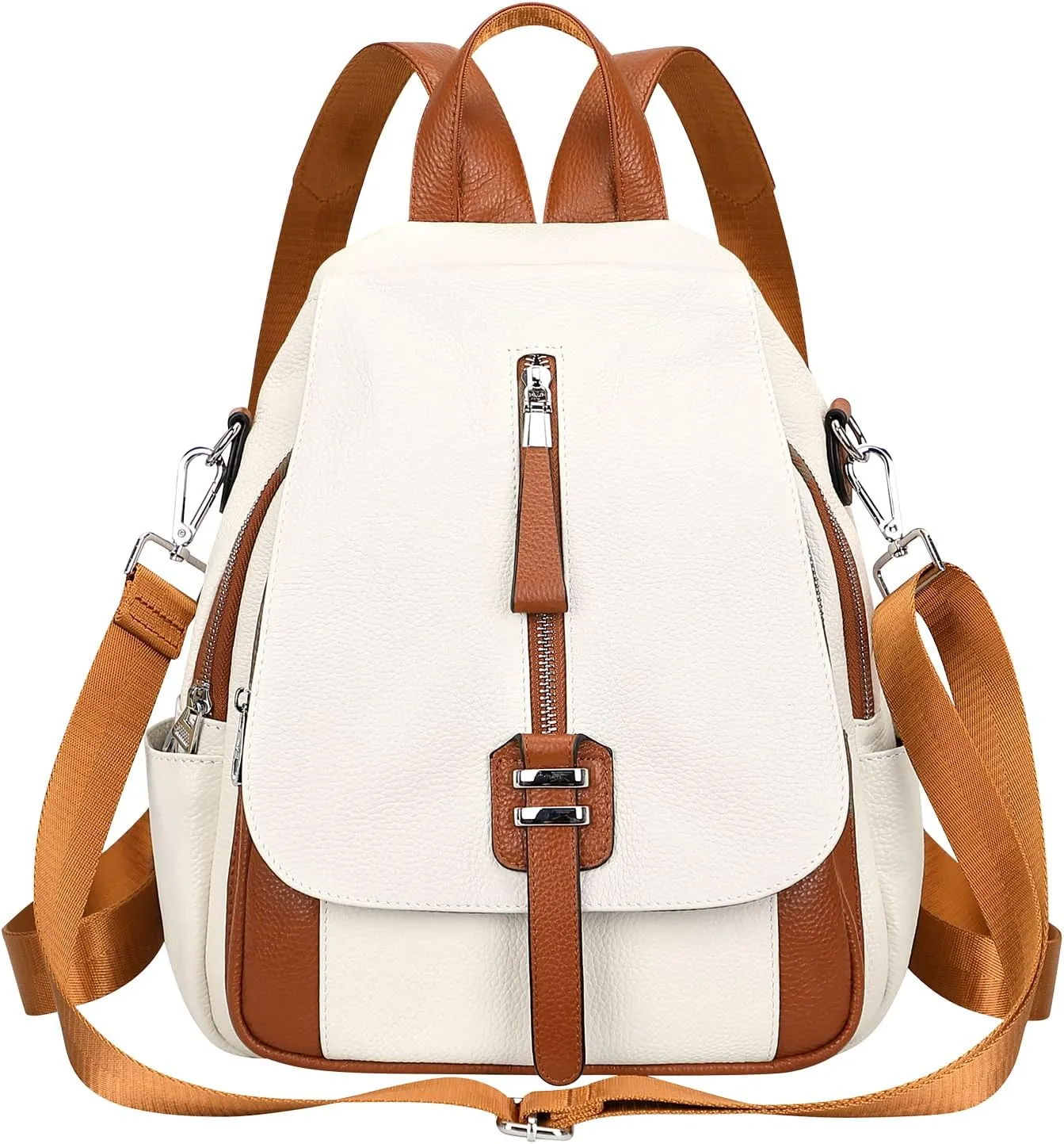 ALTOSY Genuine Leather Backpack Purse for Women Convertible Shoulder Bag with Buckle Flap