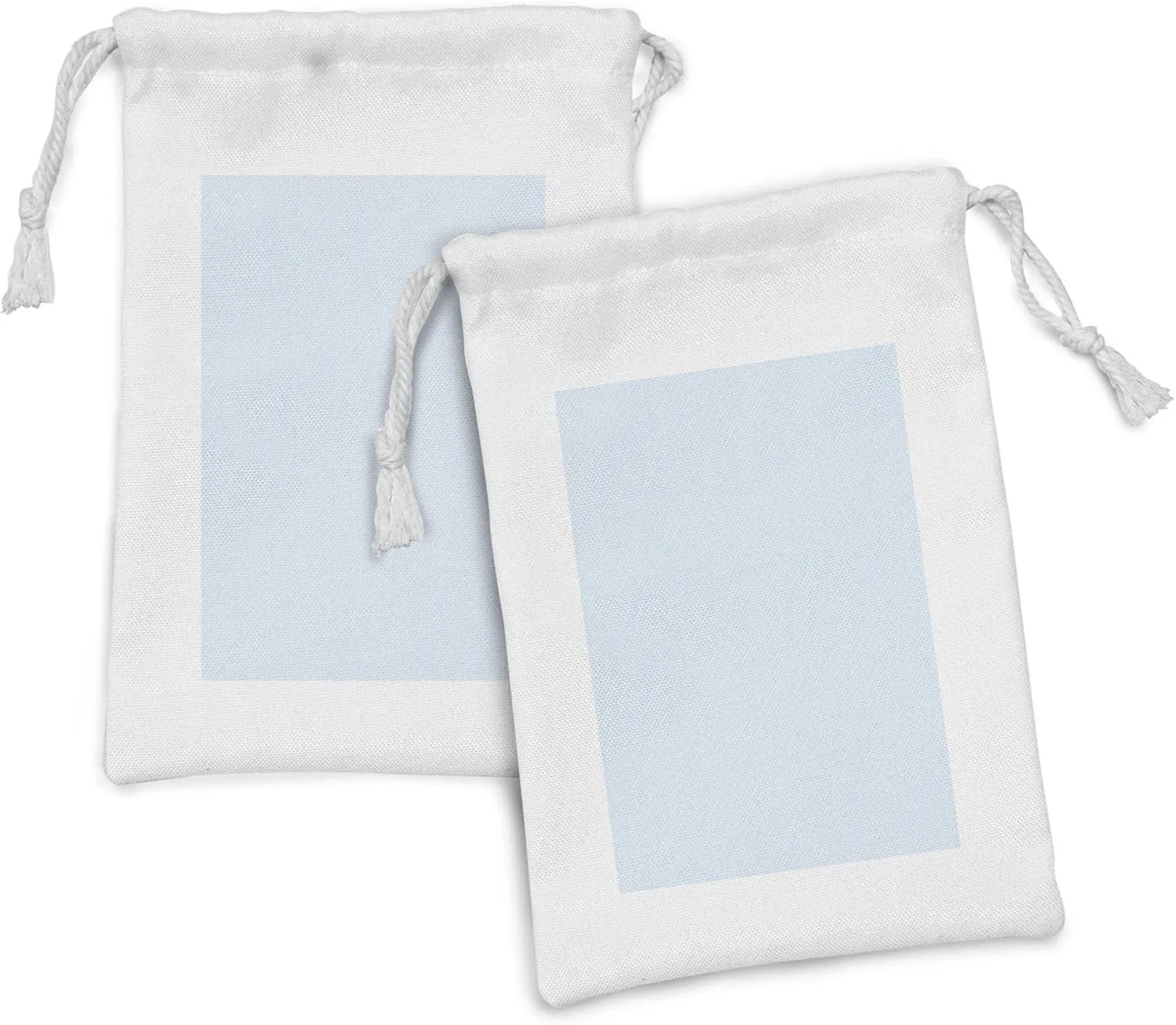 Ambesonne Abstract Fabric Pouch Set of 2, Demonstration of Simplistic Diagonal Streaks Monochrome Classical Modern Lines, Small Drawstring Bag for Toiletries Masks and Favors, 9" x 6", Blue and White