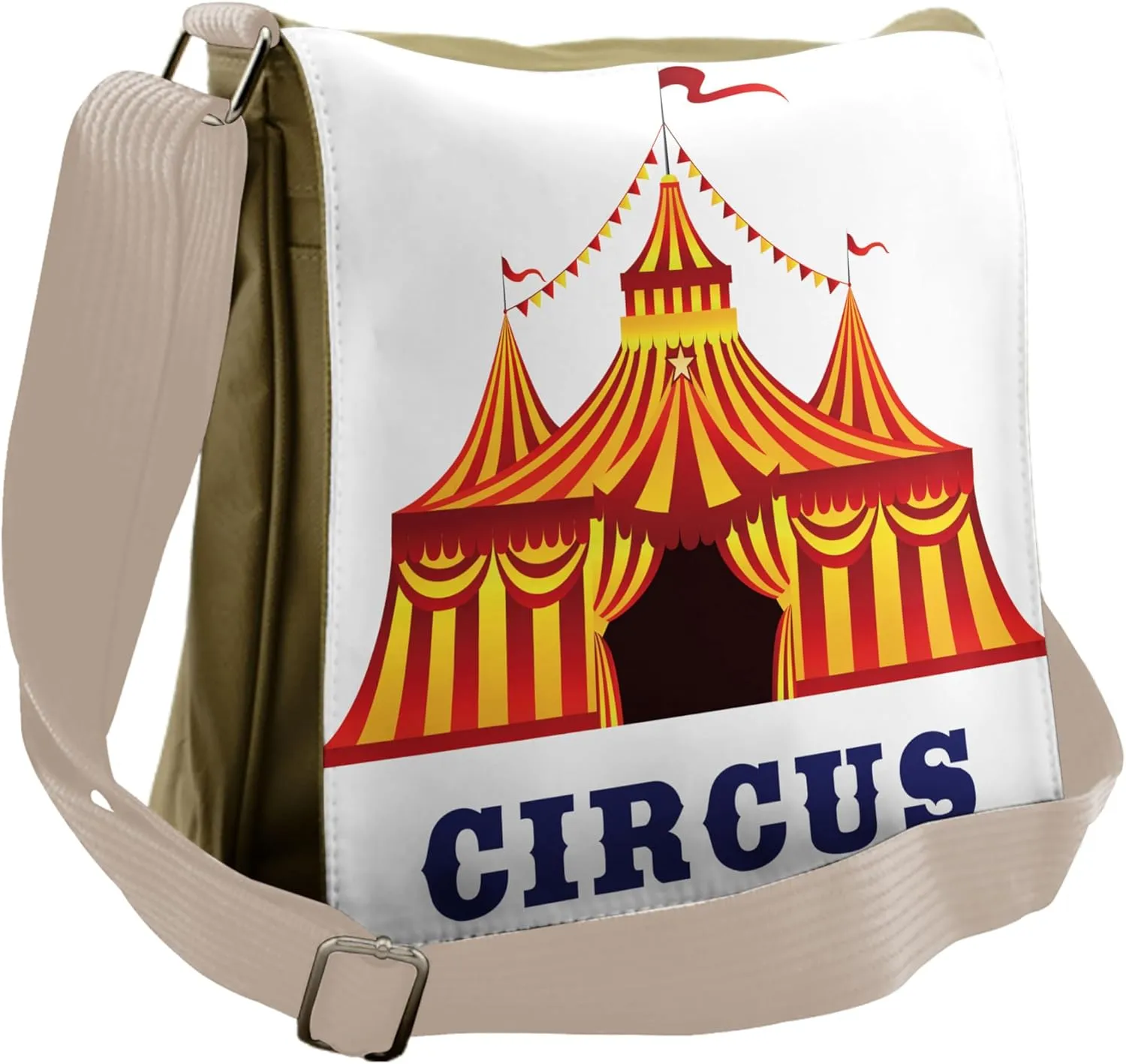 Ambesonne Circus Messenger Bag, Old Fashioned Retro Tent, Unisex Cross-body