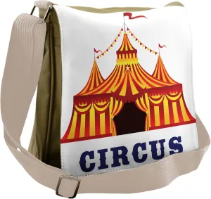 Ambesonne Circus Messenger Bag, Old Fashioned Retro Tent, Unisex Cross-body