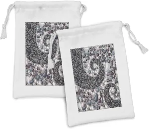 Ambesonne Nature Fabric Pouch Set of 2, Garden Mountains Volcanic Stones Image of Pebbles on Cement Print, Small Drawstring Bag for Toiletries Masks and Favors, 9" x 6", Slate Blue Dimgray