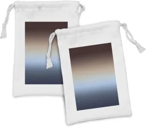 Ambesonne Ombre Fabric Pouch Set of 2, Arrangement with Gradual Color Change Modern Ornamentation Abstract Illustration, Small Drawstring Bag for Toiletries Masks and Favors, 9" x 6", Blue and Brown