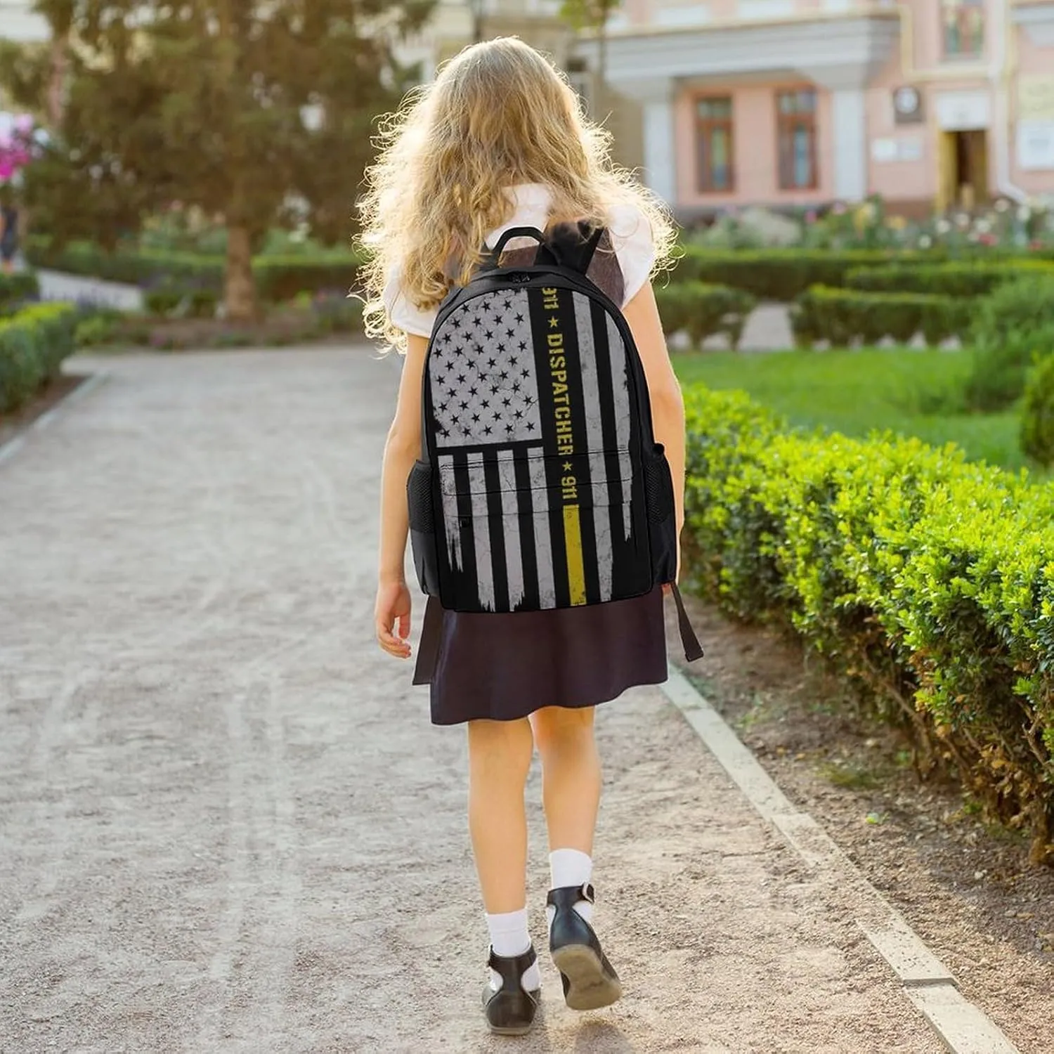 American Dispatcher Gold Flag Art Rucksacks Lightweight Multipurpose Anti-Theft Shoulder Bag Big Capacity Laptop Book Bag Rucksack With Padded Straps