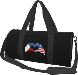 American Flag And Filipino Philippines Convertible Garment Bag with Shoulder Strap, Carry on Garment Duffel Bag for Men Women - Rolling Foldable for Travel Luggage Bags (Black)