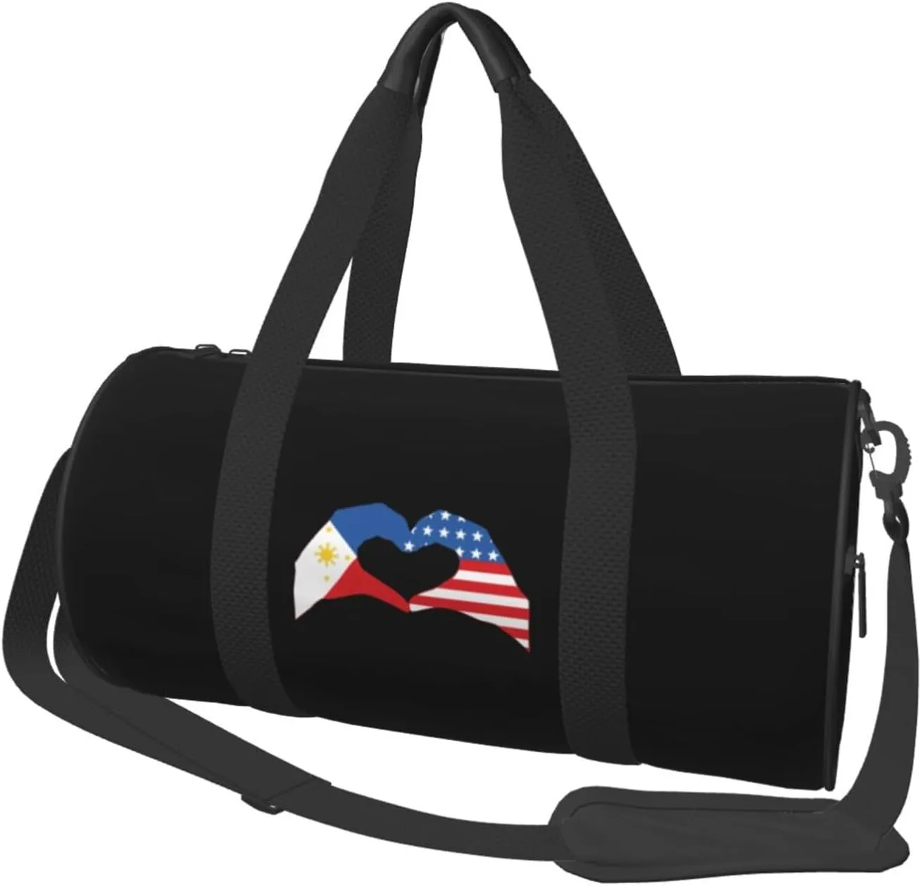 American Flag And Filipino Philippines Convertible Garment Bag with Shoulder Strap, Carry on Garment Duffel Bag for Men Women - Rolling Foldable for Travel Luggage Bags (Black)