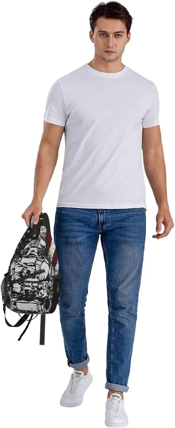 AMRANDOM Sling Bag Multipurpose Chest Crossbody with Adjustable Strap Outdoor Backpack