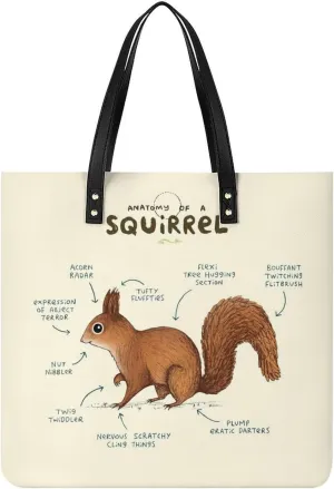 Anatomy of A Squirrel Novelty Tote Bags for Women Funny Handbags Top Handle Purses Crossbody Shoulder Bag Fashion