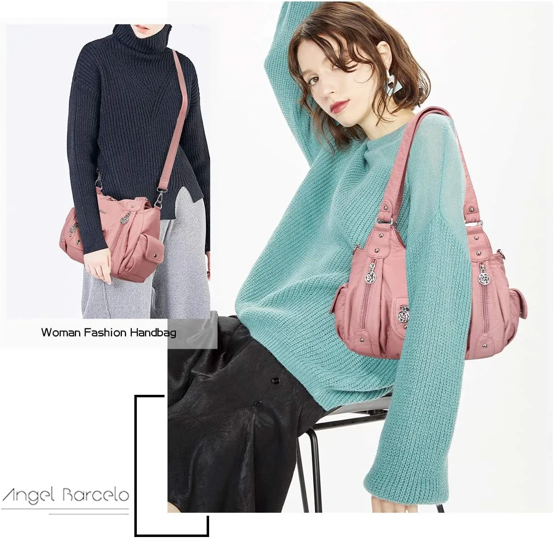 Angel Barcelo Womens Purses and Handbags PU Leather Shoulder Bag Fashion Hobo Bags for Girls