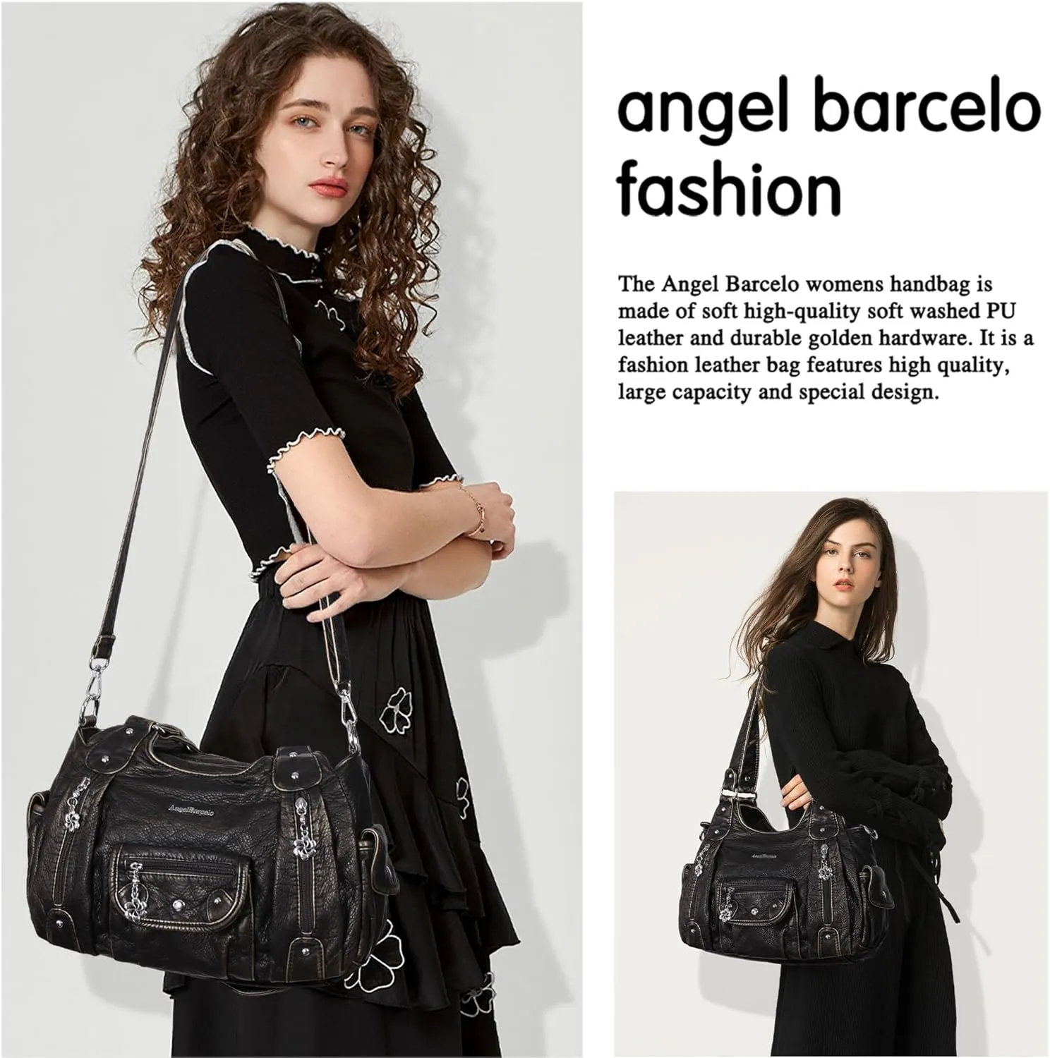 Angel Barcelo Womens Purses and Handbags PU Leather Shoulder Bag Fashion Hobo Bags for Girls