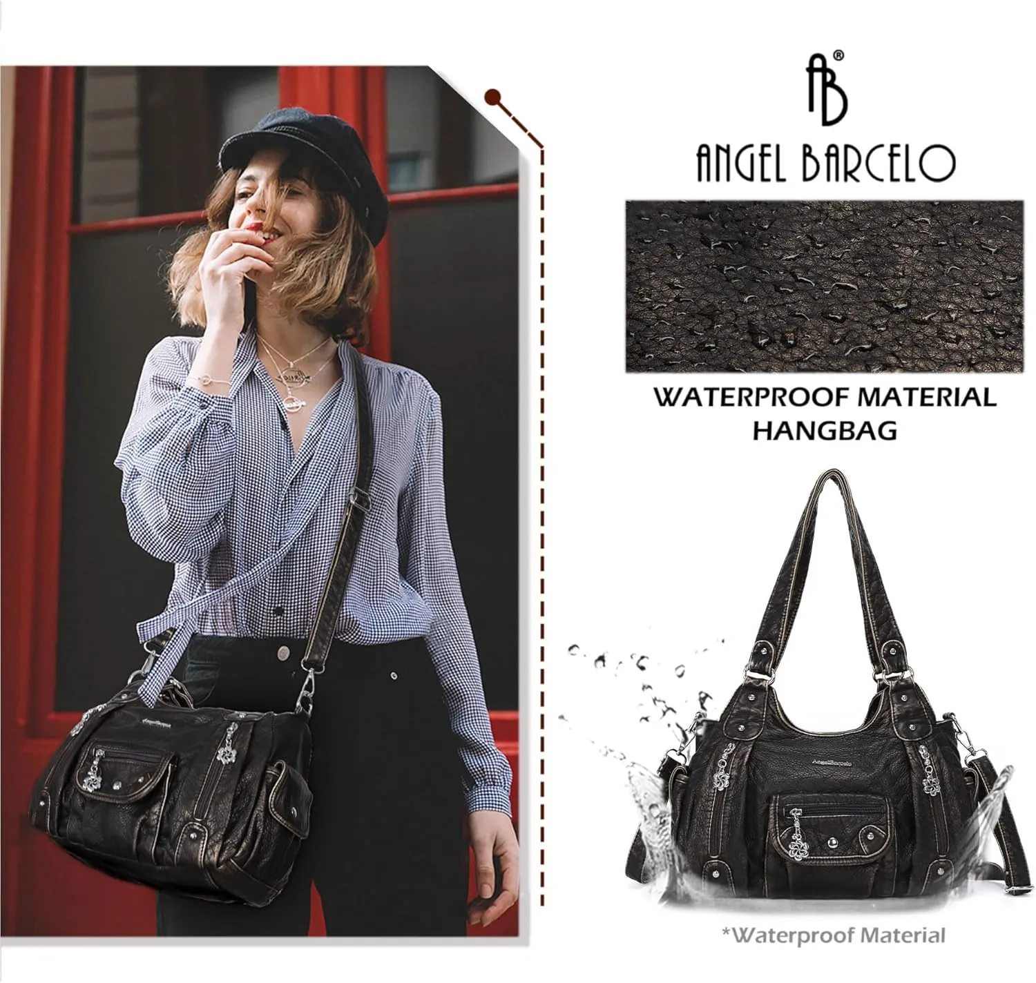 Angel Barcelo Womens Purses and Handbags PU Leather Shoulder Bag Fashion Hobo Bags for Girls