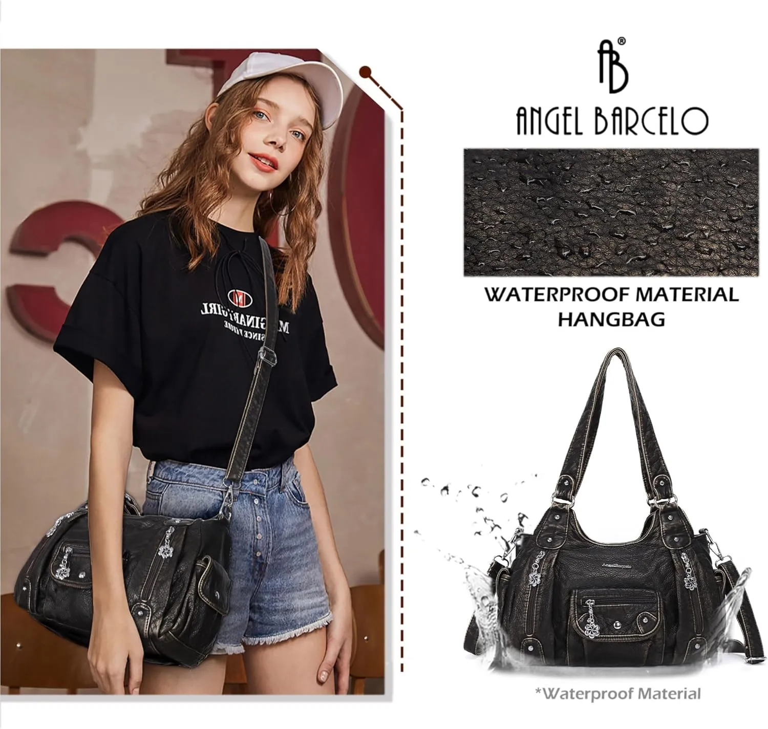 Angel Barcelo Womens Purses and Handbags PU Leather Shoulder Bag Fashion Hobo Bags for Girls
