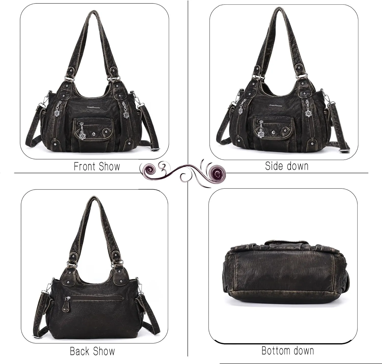 Angel Barcelo Womens Purses and Handbags PU Leather Shoulder Bag Fashion Hobo Bags for Girls