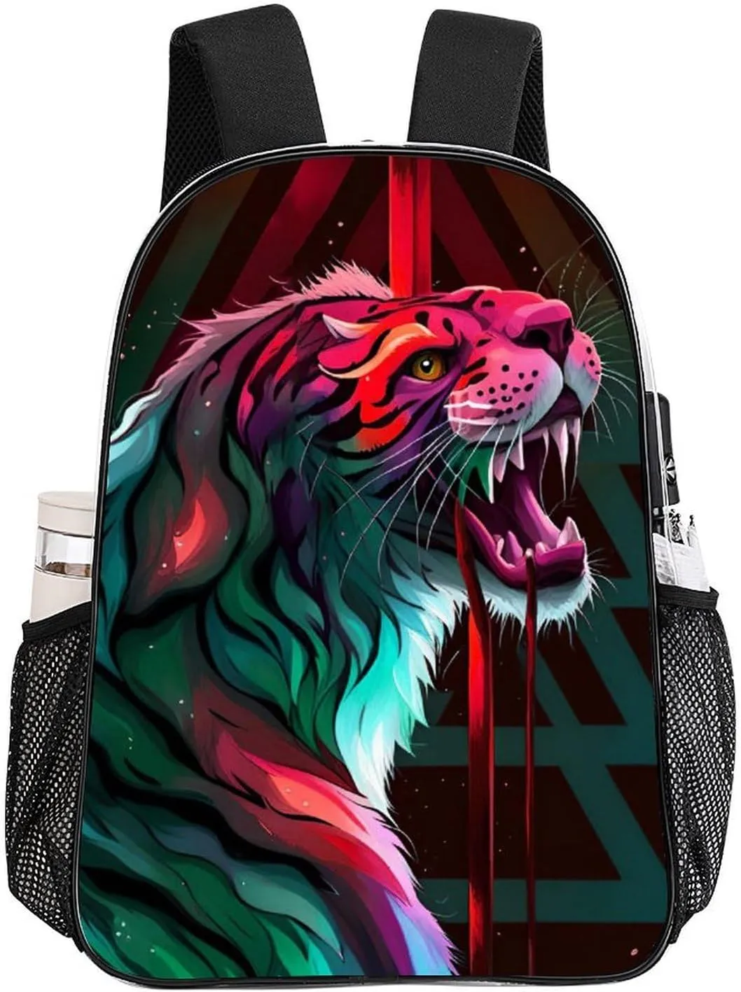 Angry Tiger Rainbow Animal Magic Art Rucksacks Transparent Anti-Theft Multipurpose Carry On Bag Large Capacity Gym Outdoor Hiking Backpack With Smooth Zippers