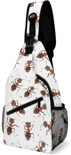 Animal Ants Printed Crossbody Bags Casual Sling Backpack with Adjustable Strap for Women Men